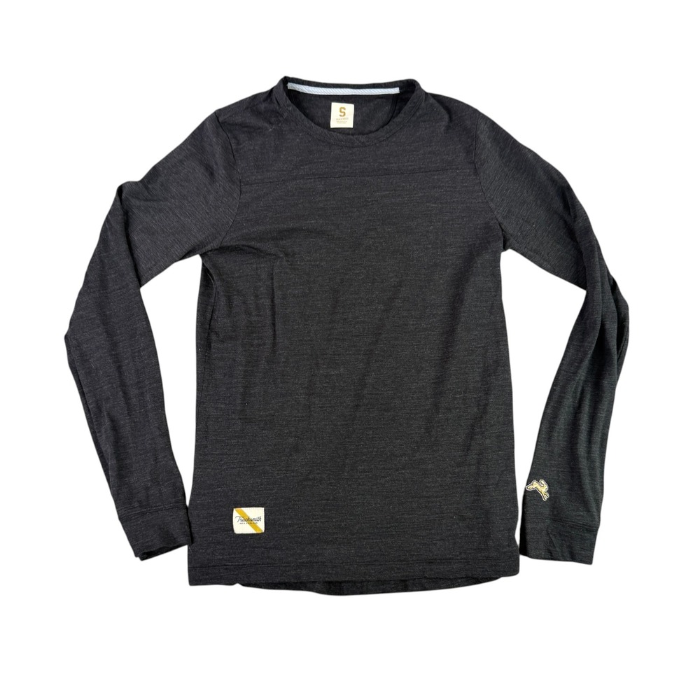 Tracksmith Brighton Base Layer Mens Small Gray Merino Wool Long Sleeve Shirt